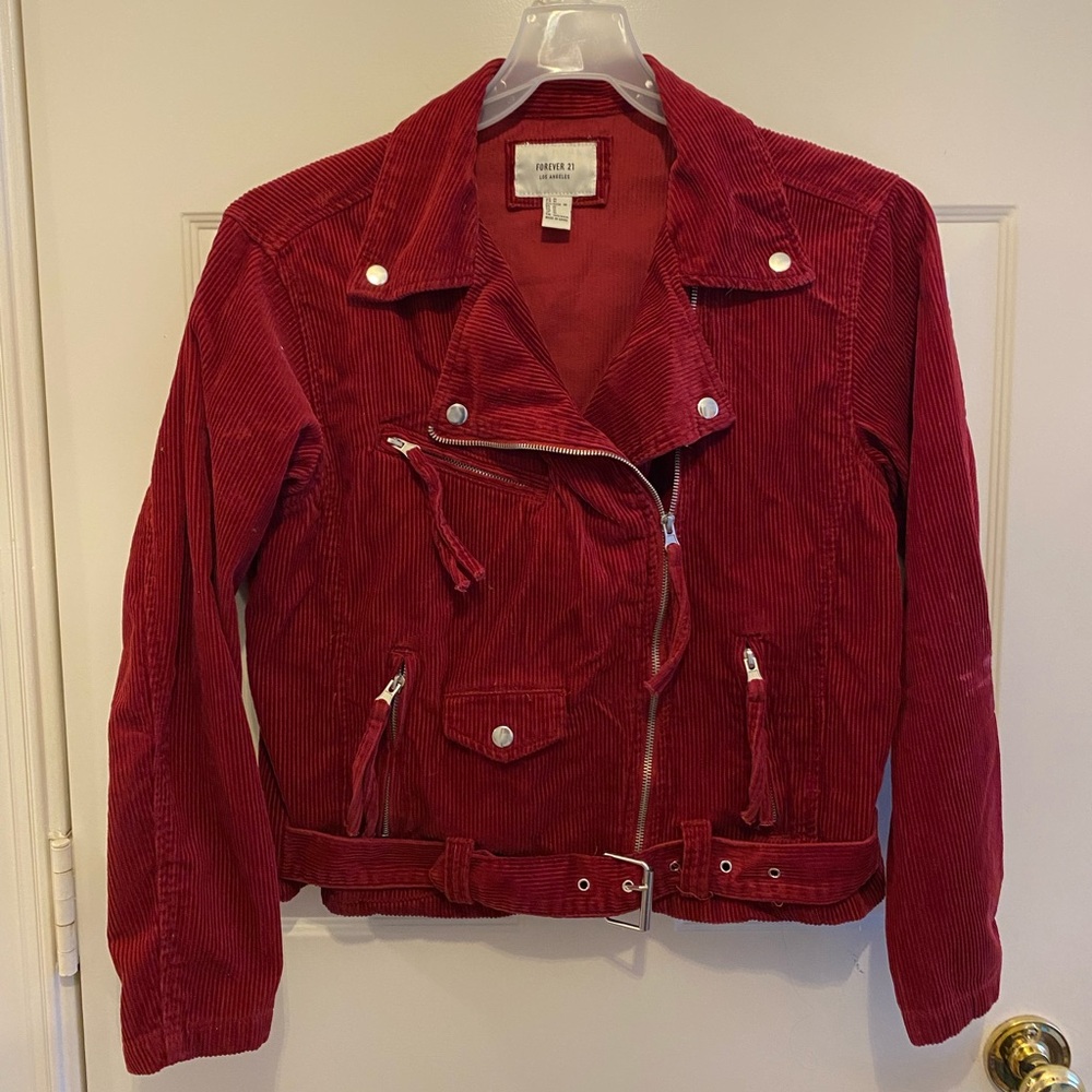 Forever 21 Burgundy Corduroy Bomber Jacket